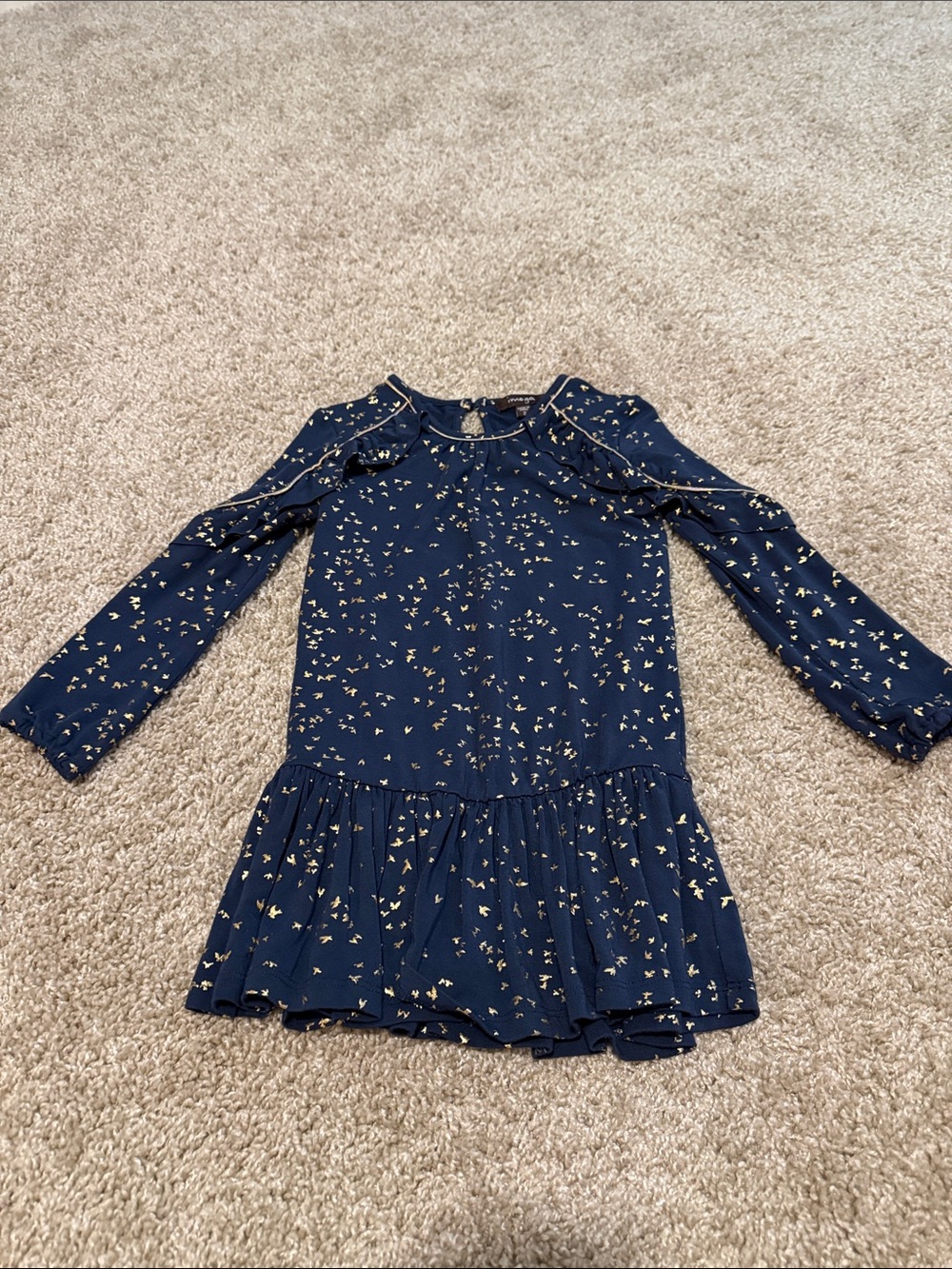 Imoga Navy Dress with Gold Accent Birds